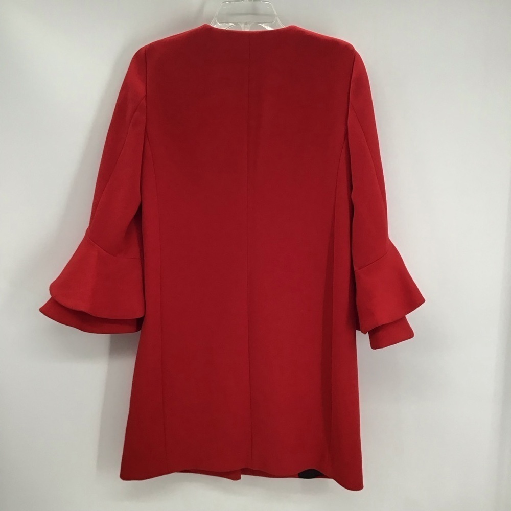 ZARA Frilled Sleeve Jacket Coat Chic Career Business Casual Red Size Small - Picture 4 of 11